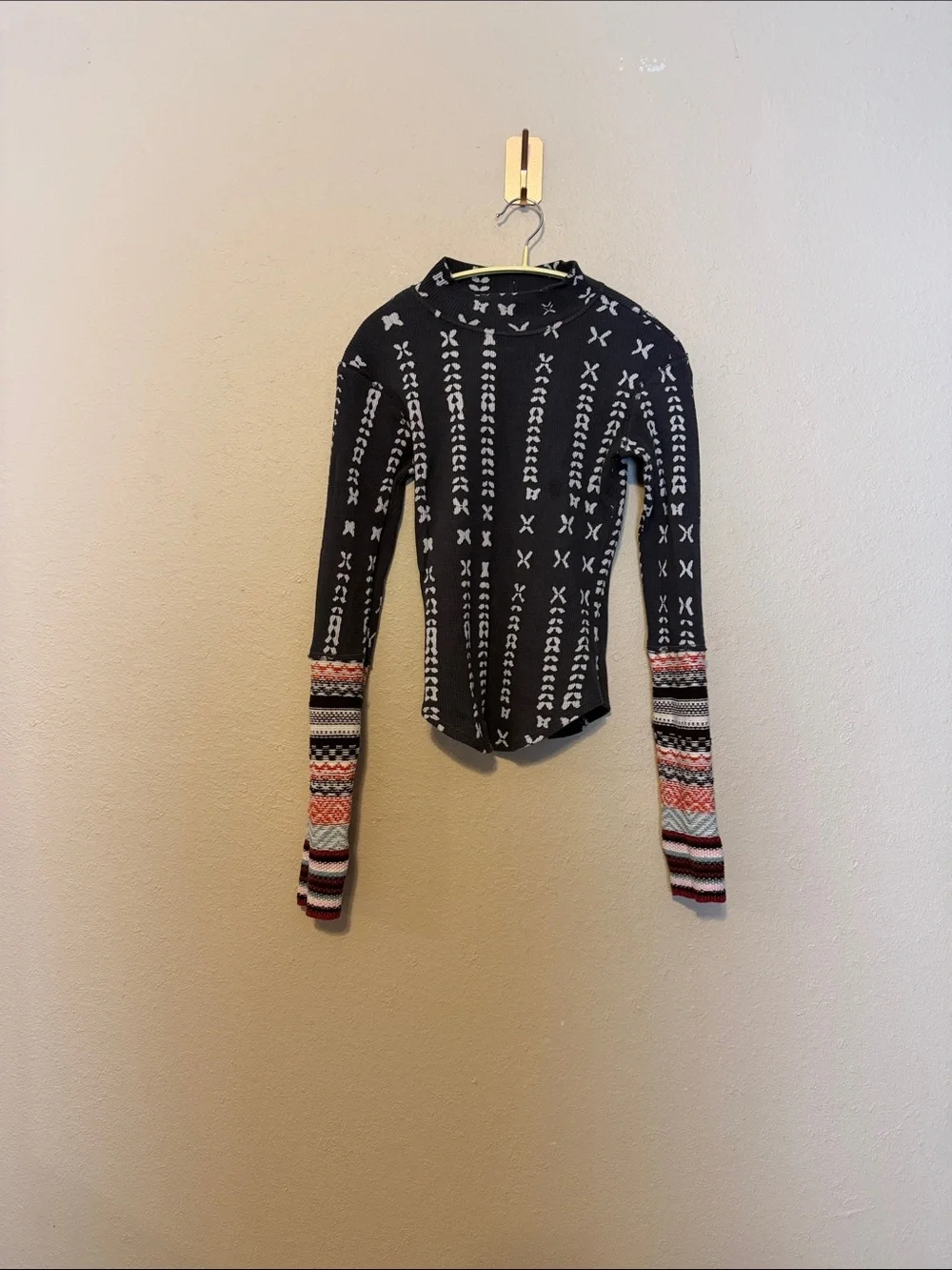 Free People Wonderful Swit Top Charcoal Combo Size‎ small